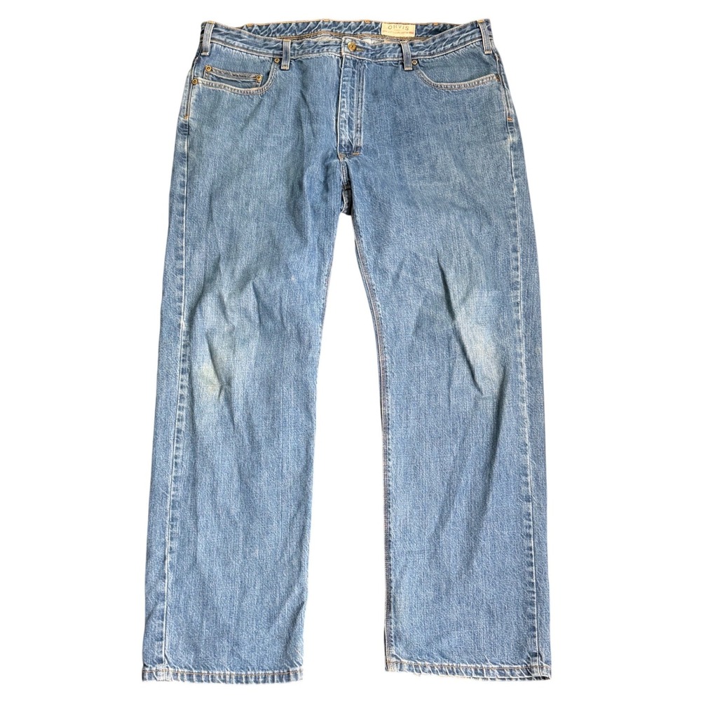 Orvis American Denim Mens Blue Straight Leg Jeans Medium Wash 38x29 Made in USA